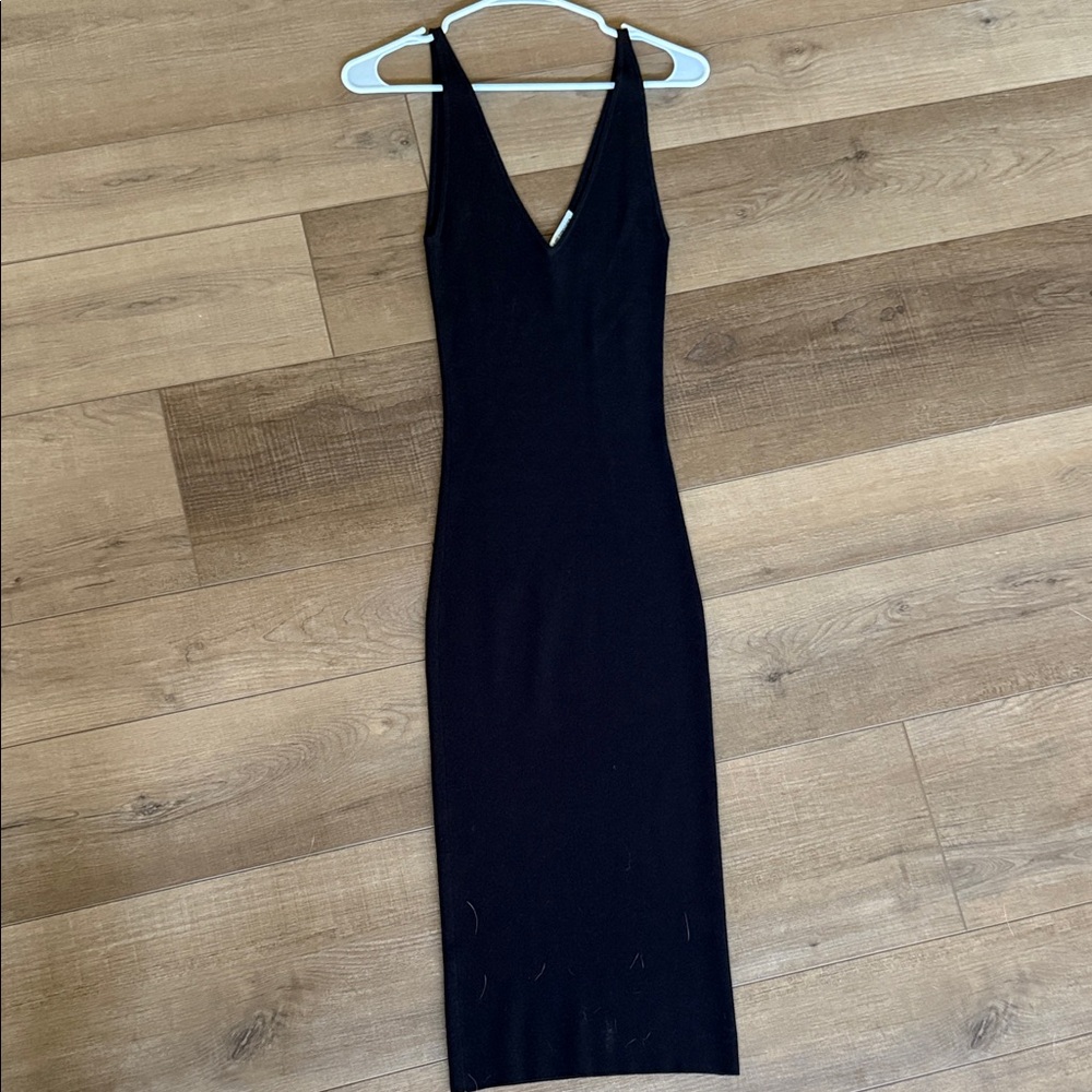 Autumn Cashmere Sleek Black Midi Dress-- MOVING SALE- great condition!